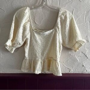 Cream Textured Women's Top